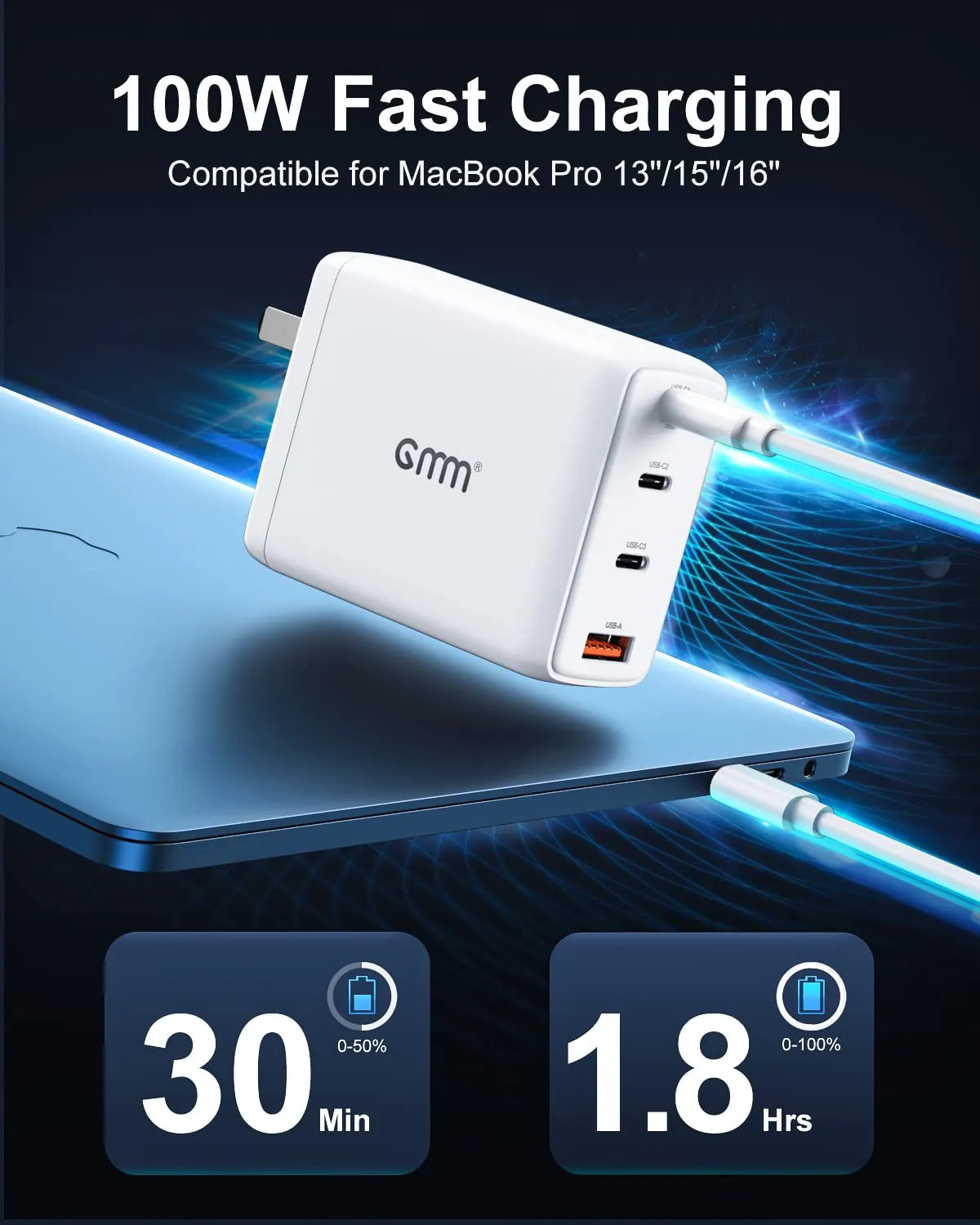 GMM 120W USB C Charger for MacBooks iPhone