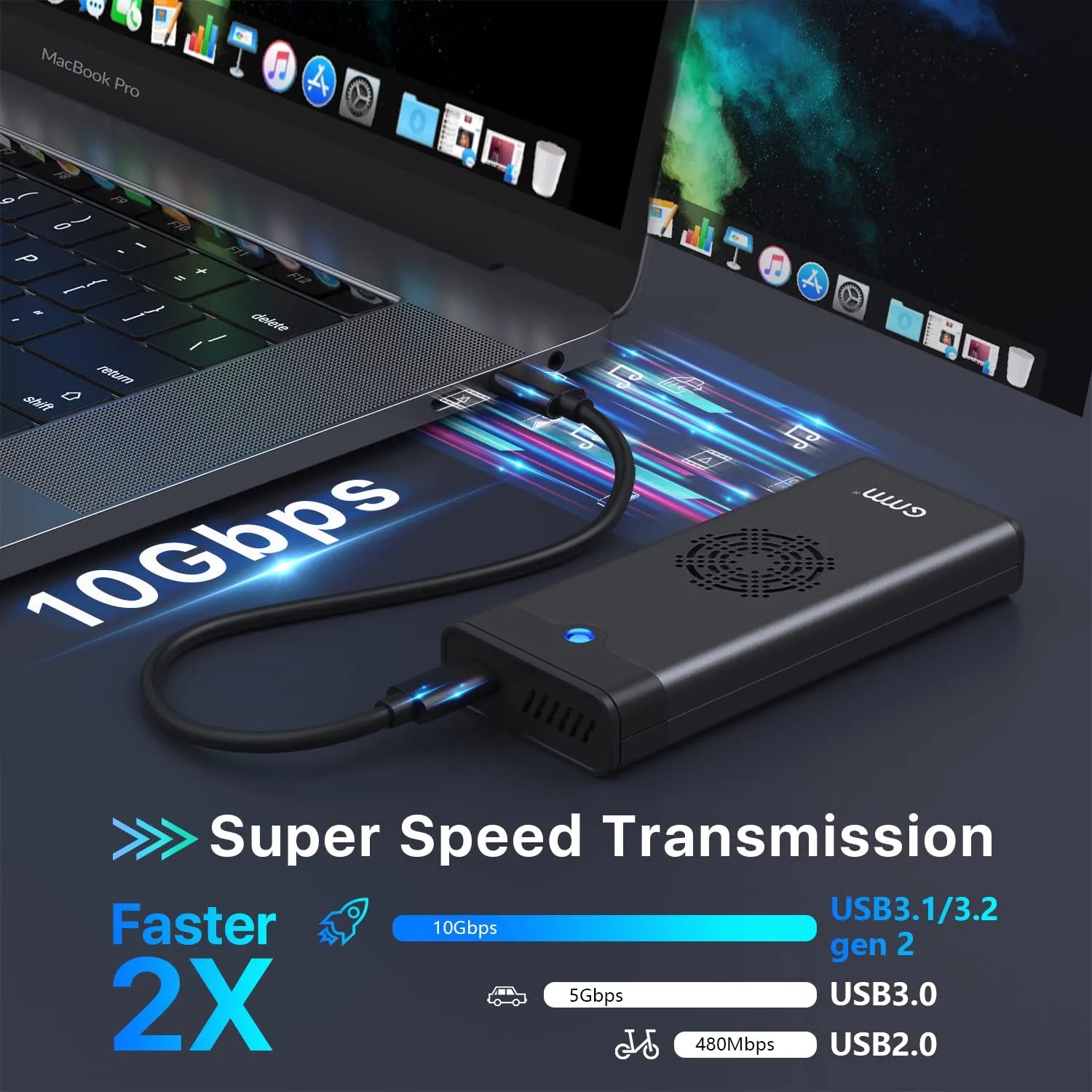 GMM M.2 NVME SATA SSD Enclosure with Cooling Fan