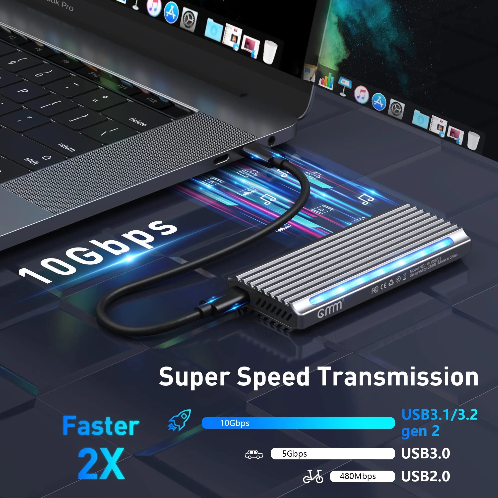GMM M.2 NVMe SSD Enclosure Adapter Tool-Free