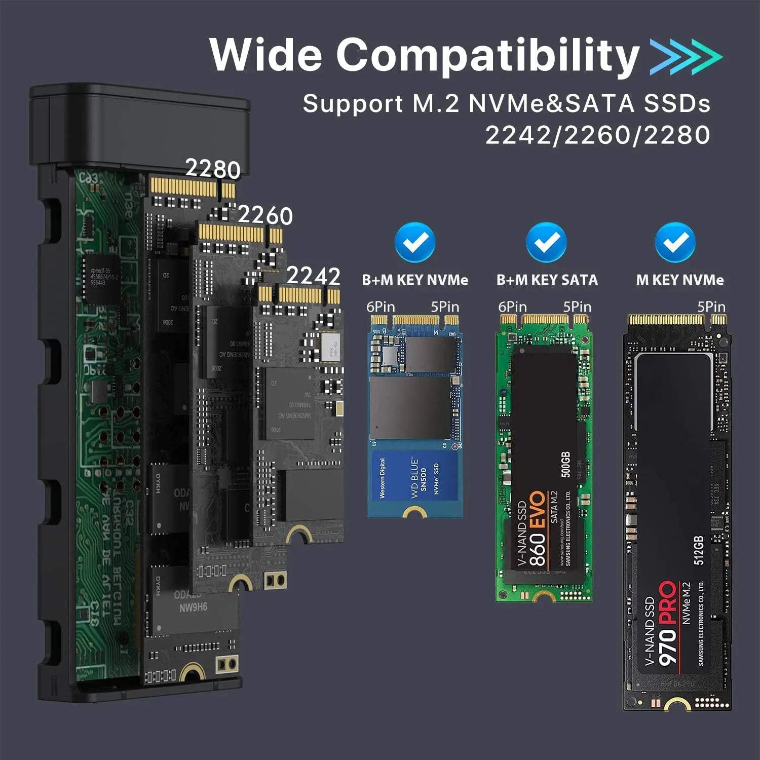 GMM M.2 NVME SATA SSD Enclosure with Cooling Fan