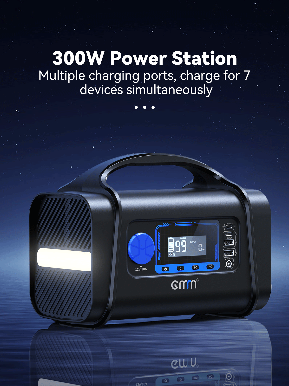GMM 300W Portable Power Station 296Wh for Outdoors Camping Travel