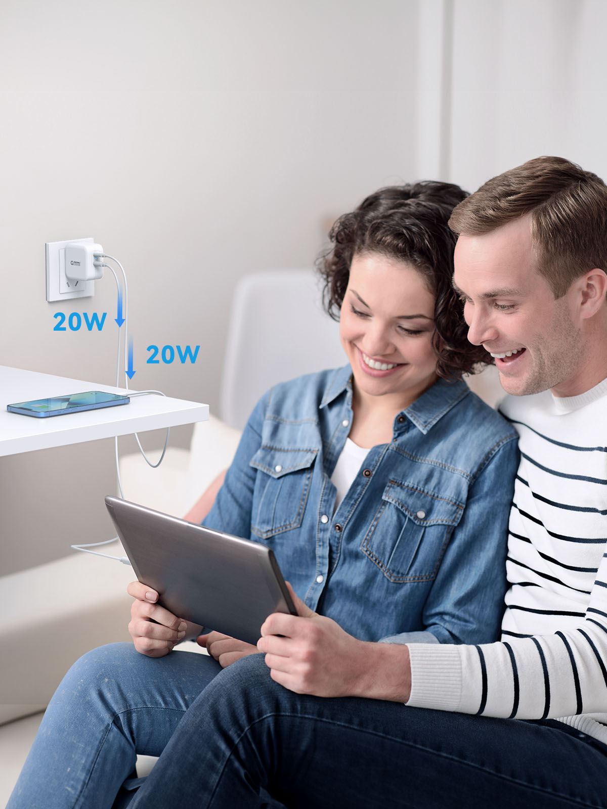 GMM Dual USB C Wall Charger 40W for iPhone