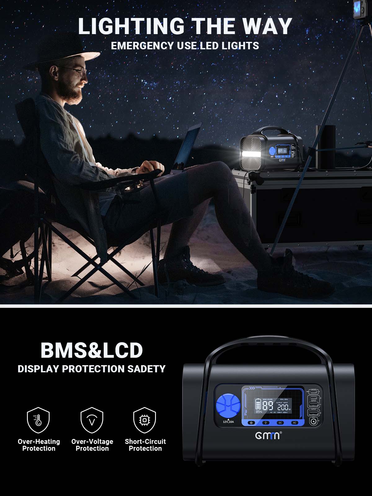 GMM 300W Portable Power Station 296Wh for Outdoors Camping Travel
