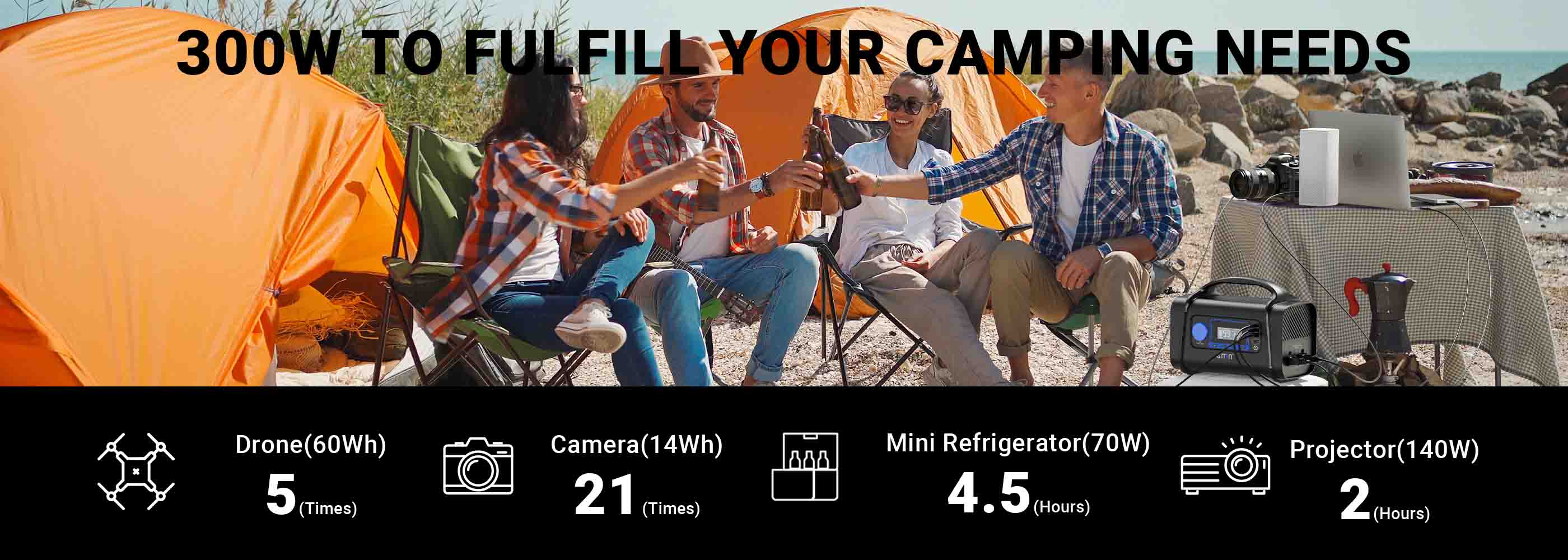 GMM 300W Portable Power Station 296Wh for Outdoors Camping Travel