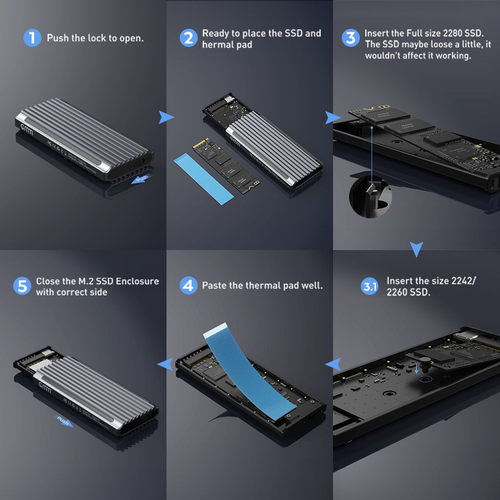 GMM M.2 NVMe SSD Enclosure Adapter Tool-Free