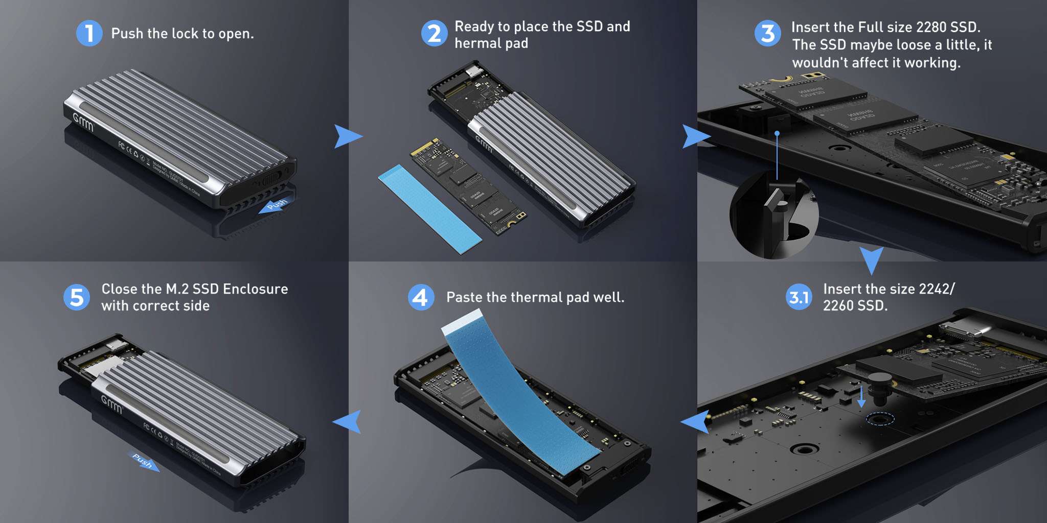 GMM M.2 NVMe SSD Enclosure Adapter Tool-Free