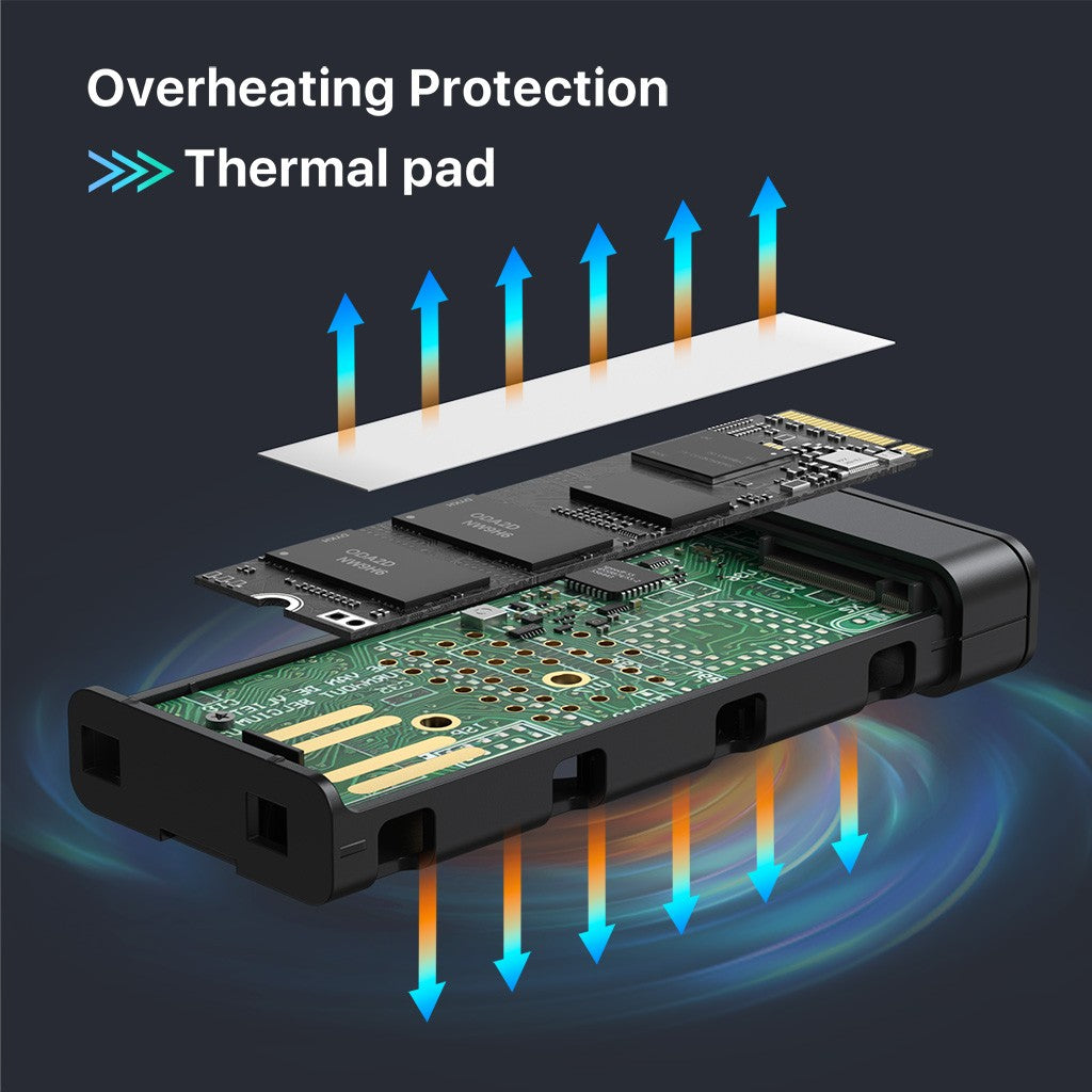 GMM M.2 NVME SATA SSD Enclosure with Cooling Fan