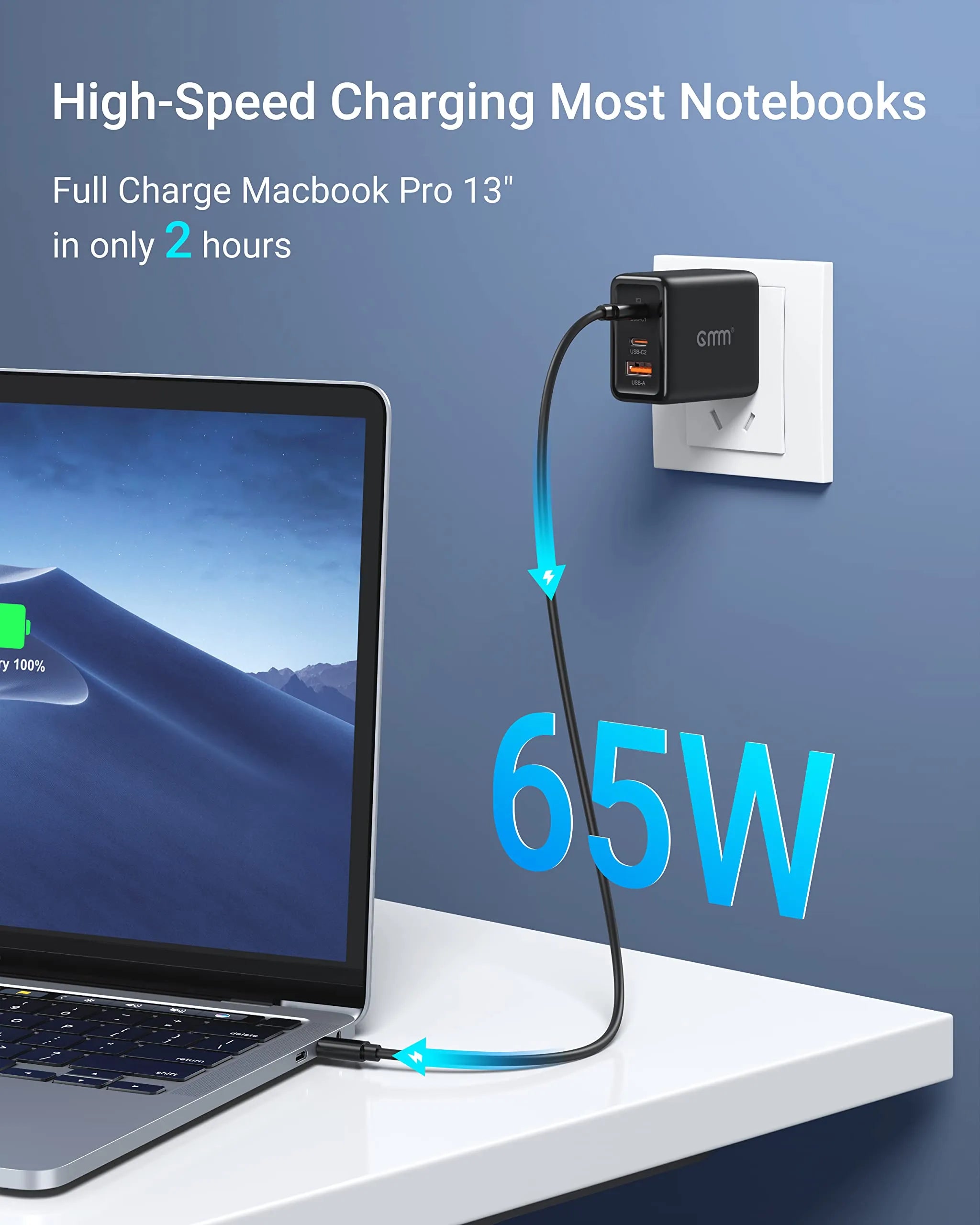 GMM 65W USB C Charger for iPhone/Laptops