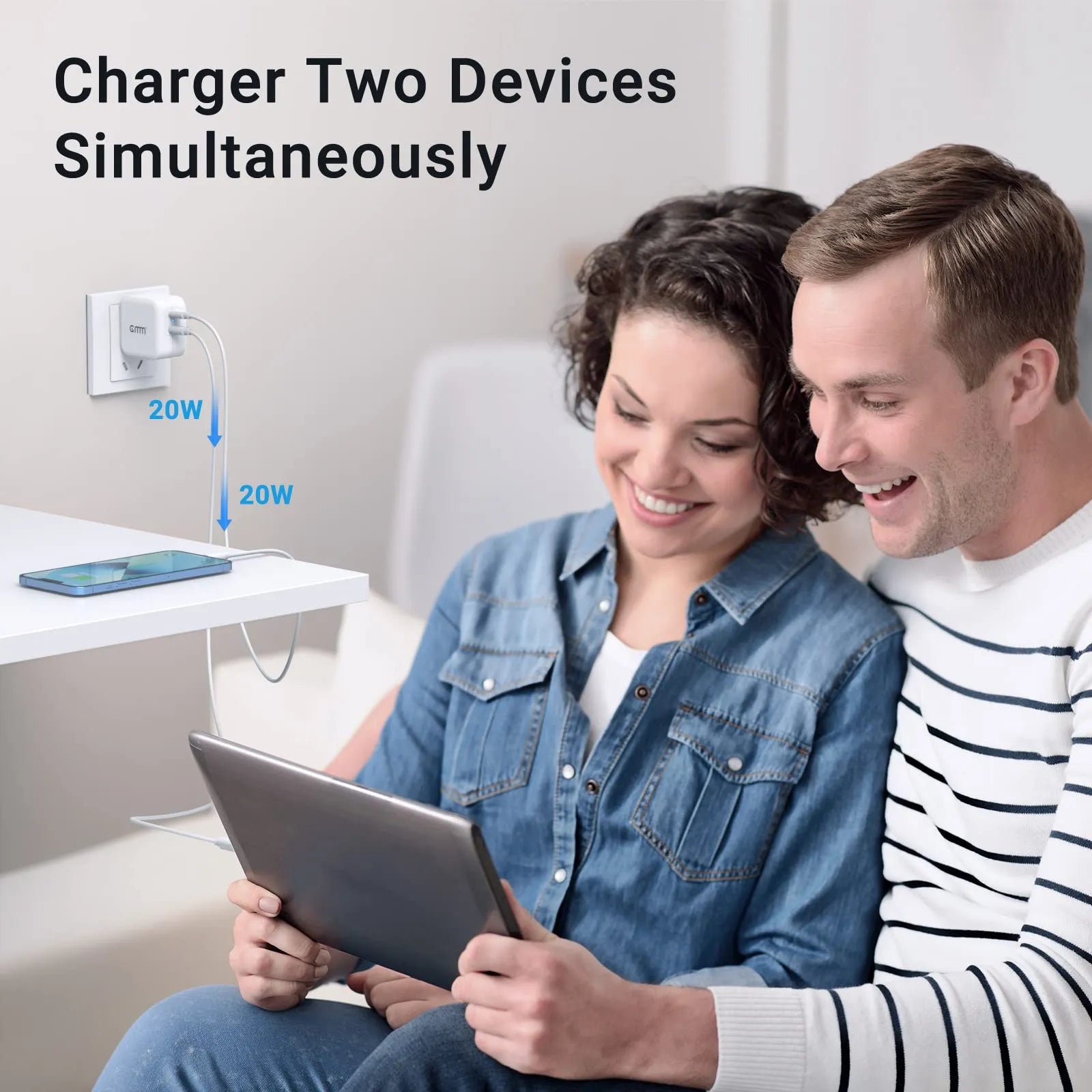 GMM Dual USB C Wall Charger 40W for iPhone