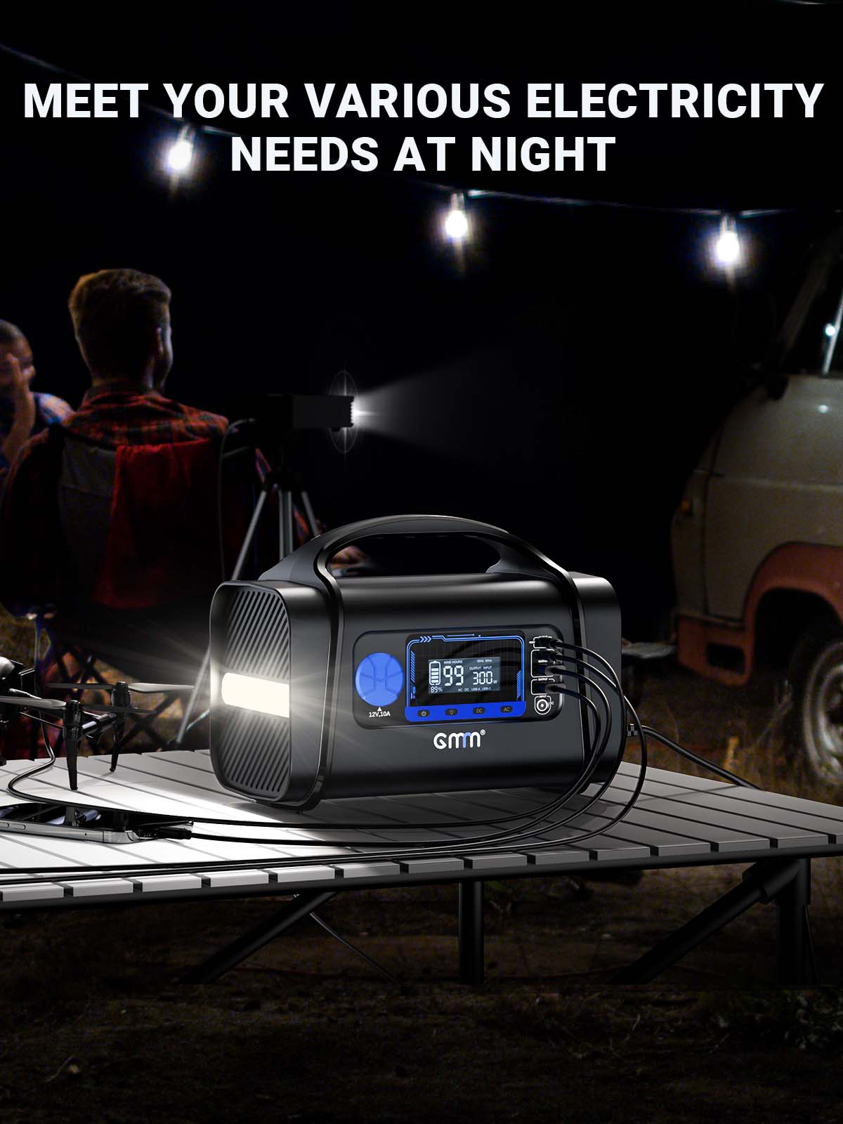 GMM 300W Portable Power Station 296Wh for Outdoors Camping Travel