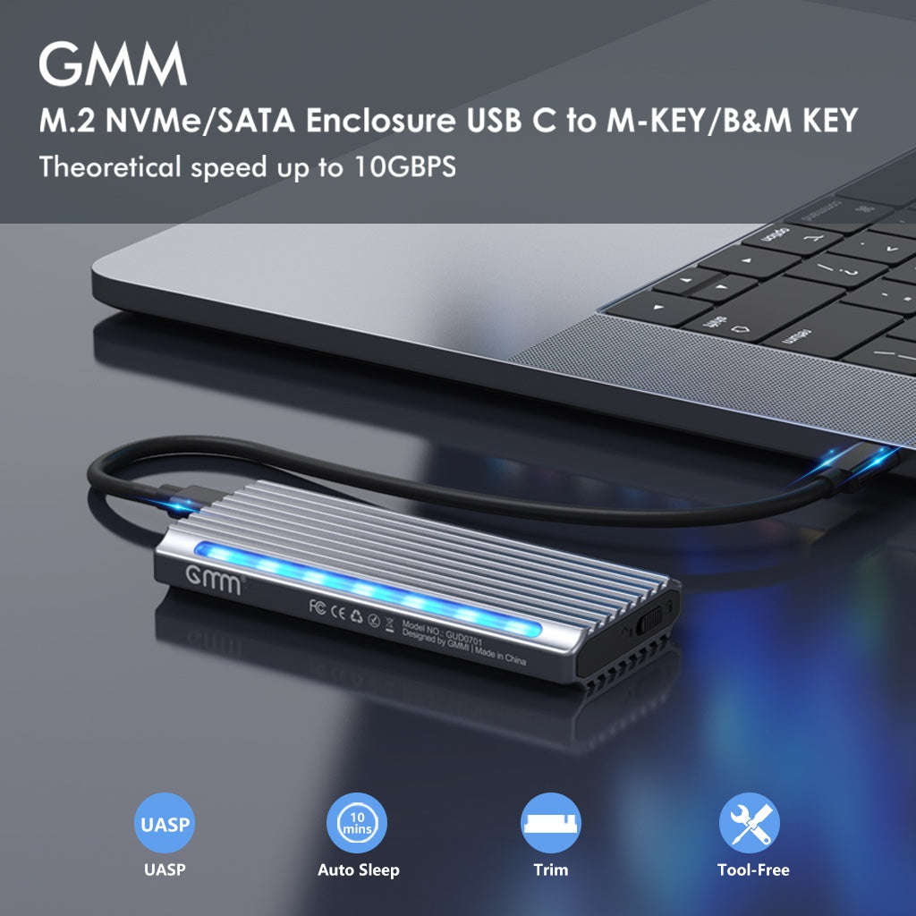 GMM M.2 NVMe SSD Enclosure Adapter Tool-Free