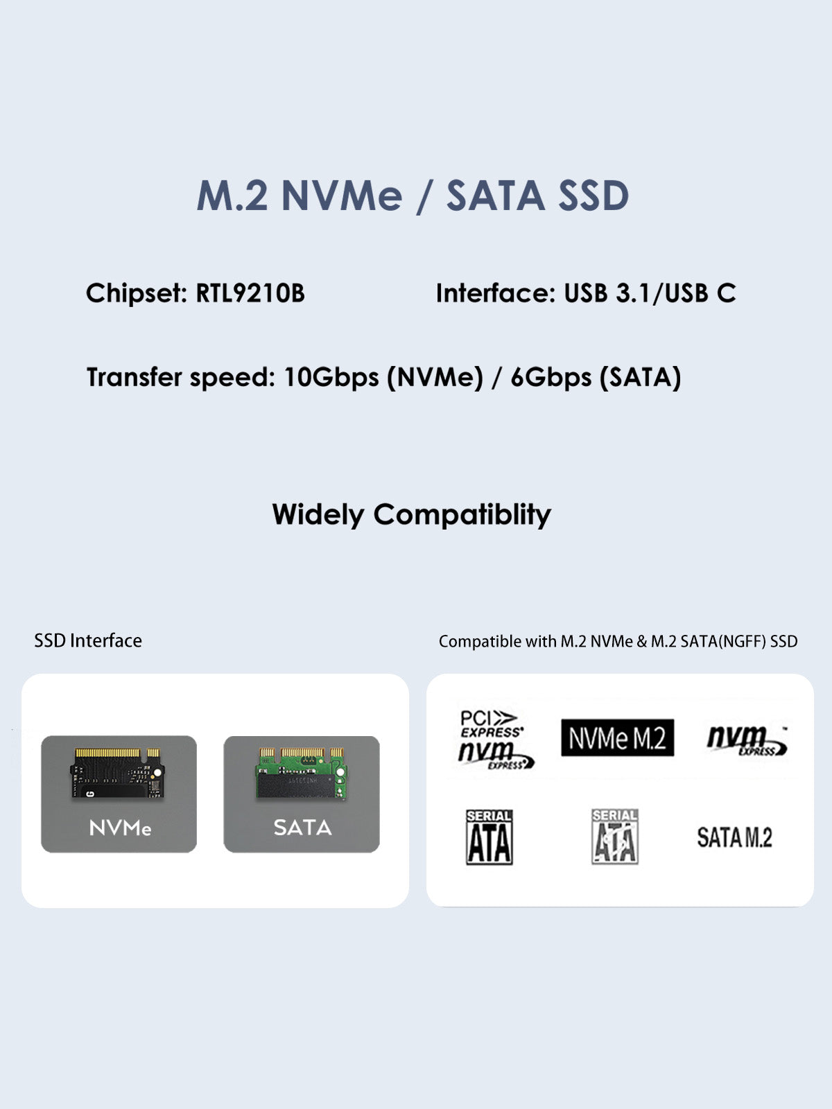 GMM M.2 NVMe SATA Enclosure Tool-Free Adapter